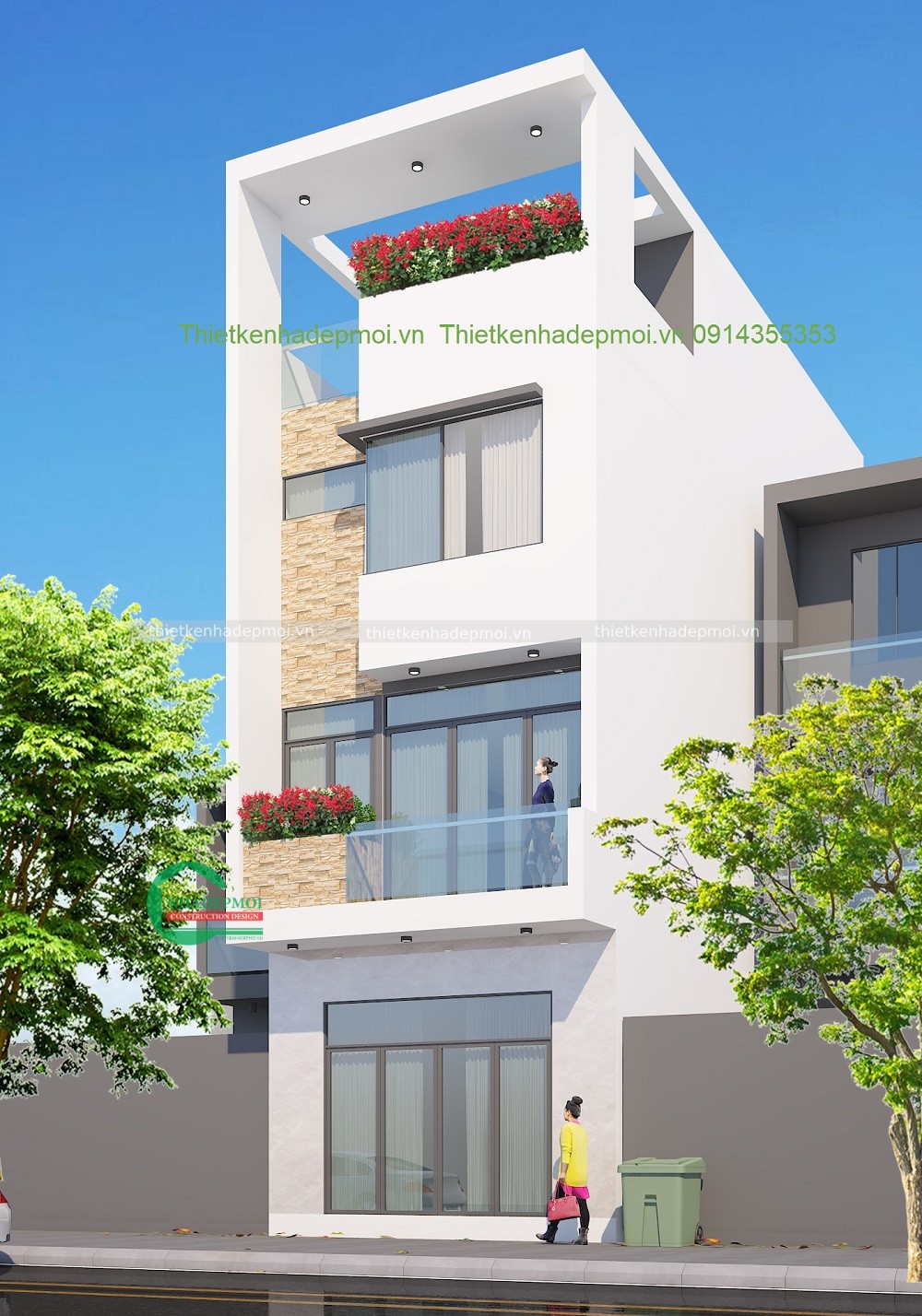 Thiết kế nhà đẹp 1 trệt 2 lầu sân thượng 1