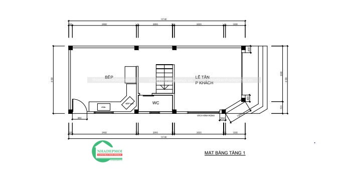 Mẫu nhà phố 1 trệt 2 lầu hai mặt tiền