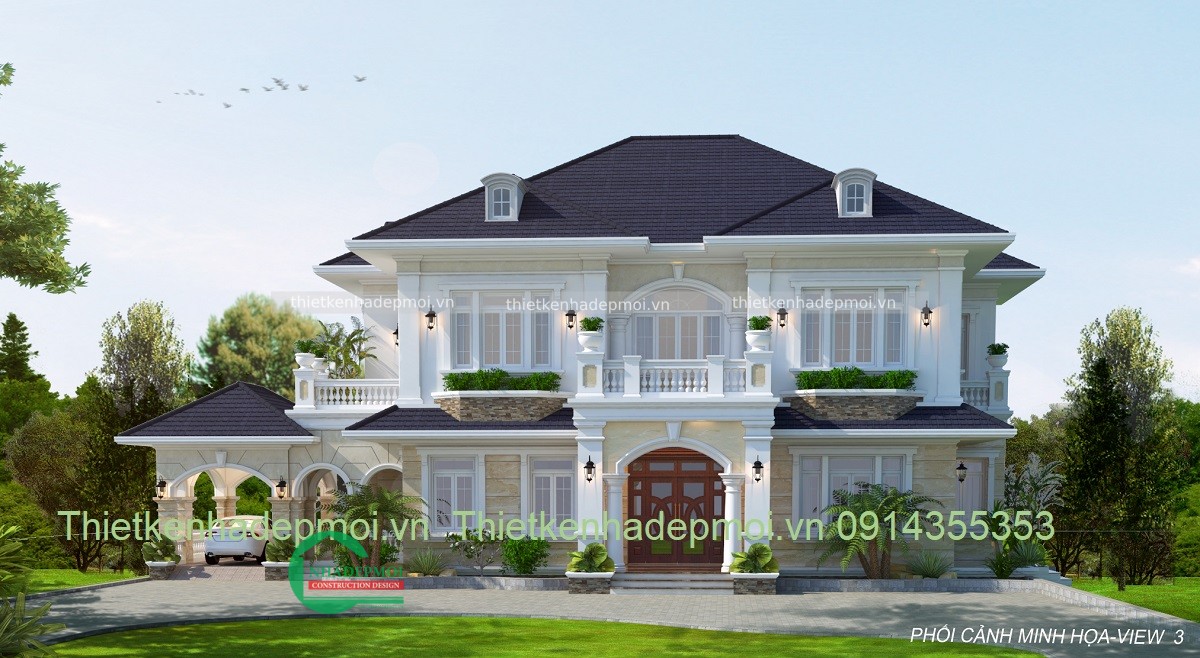 thiết kế biệt thự hiện đại 2 tầng
