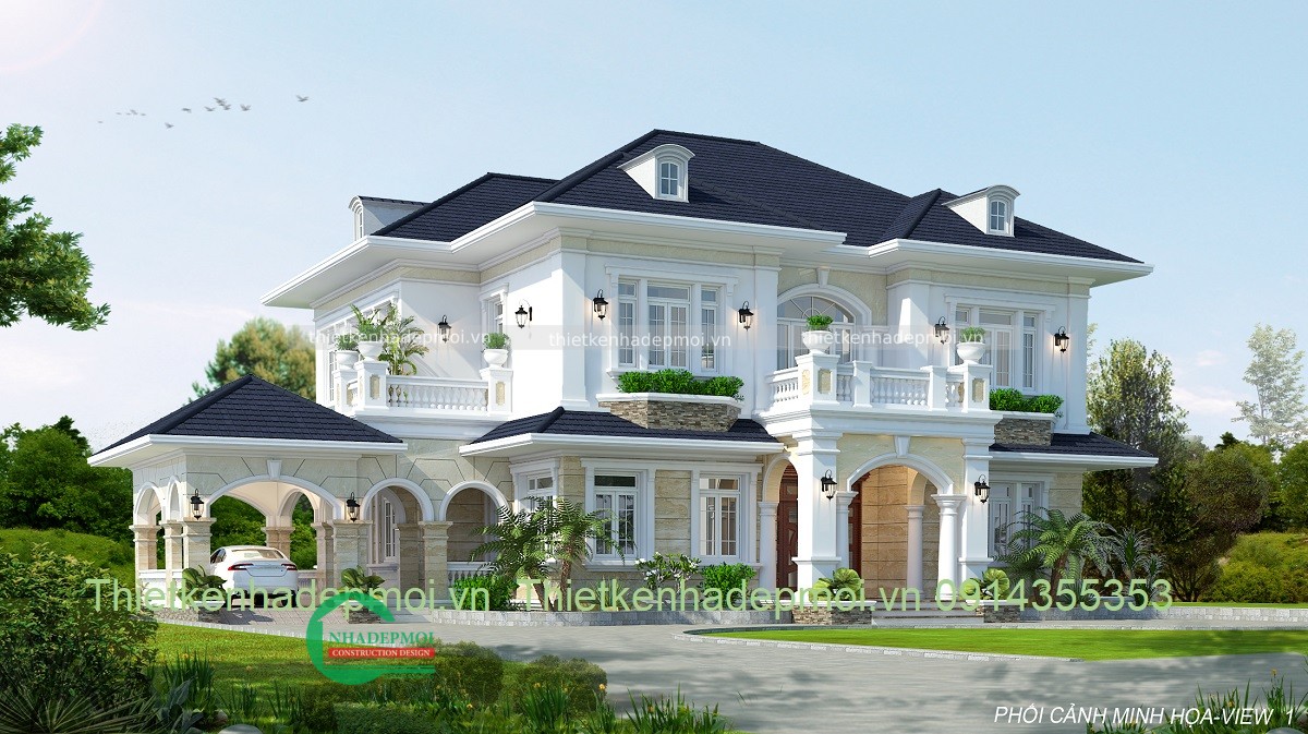 Thiết kế biệt thự hiện đại 2 tầng