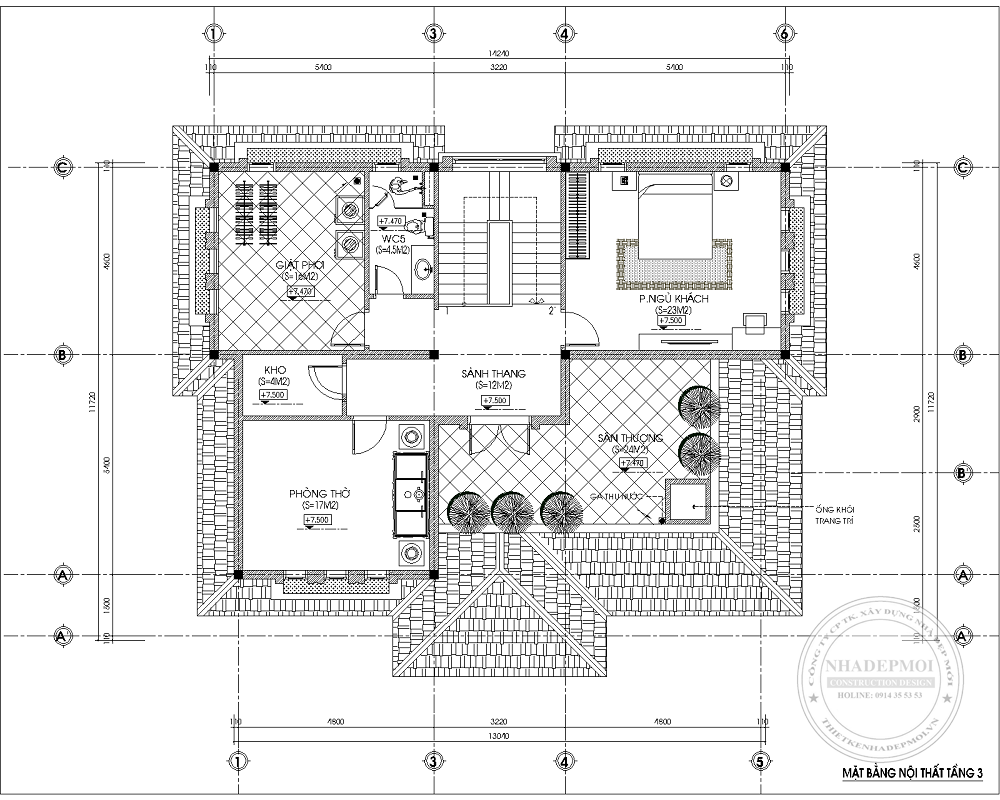 Thiết kế biệt thự nhật 3 tầng&nbsp;