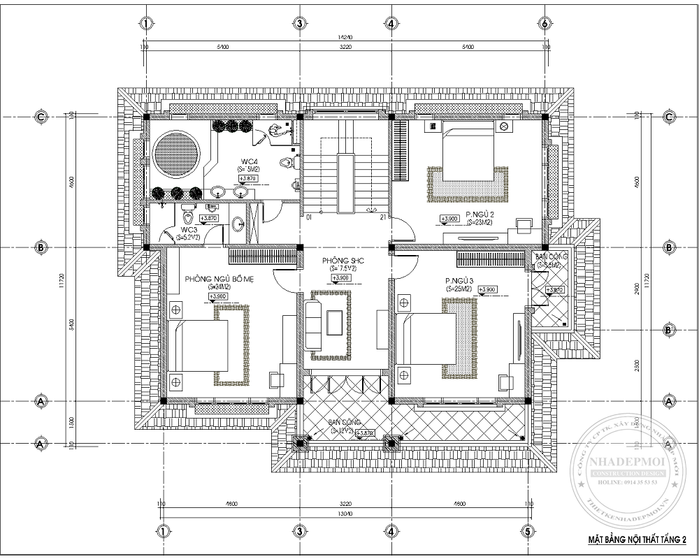 Thiết kế biệt thự nhật 3 tầng&nbsp;