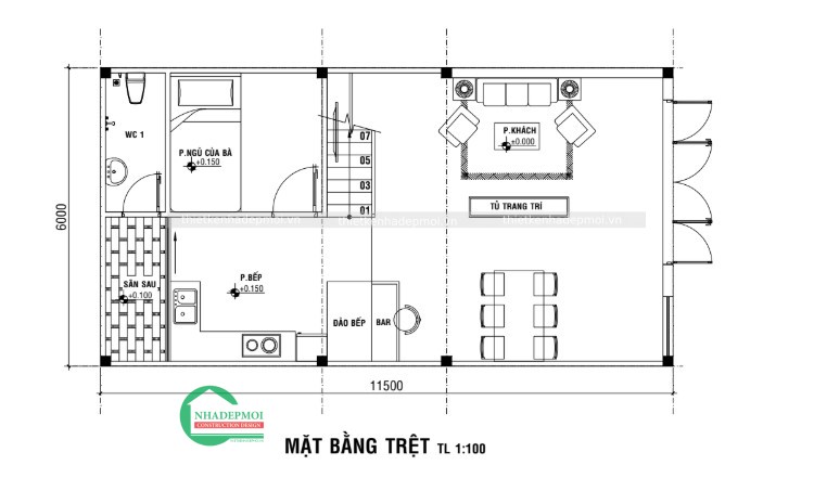 Mặt bằng tầng trệt