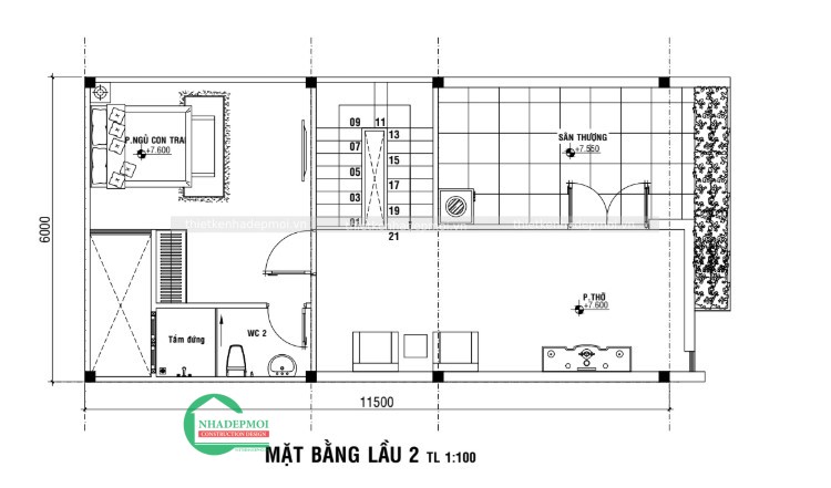 Mặt bằng lầu 2