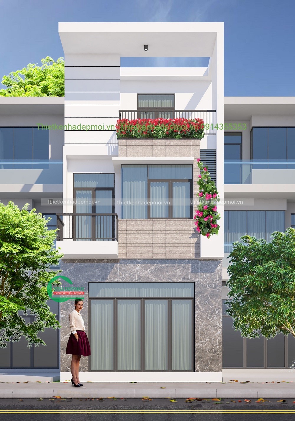Mẫu nhà phố 1 trệt 2 lầu - gia đình chị duyên quận 7
