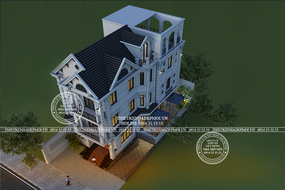 Biệt thự mái thái đẹp 3 tầng