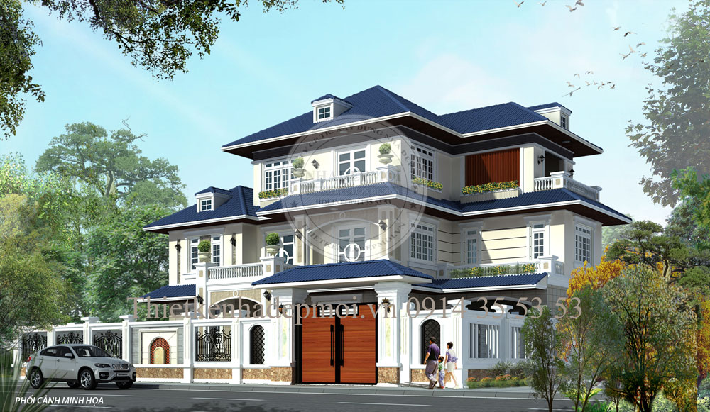 Thiết kế biệt thự hiện đại mái nhật 