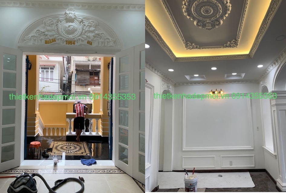 Hình ảnh thi công thực tế công trình nhà phố quận phú nhuận.