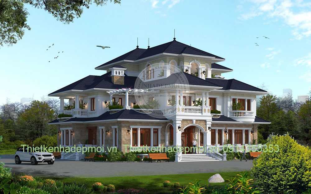 thiết kế biệt thự sân vườn 2 tầng