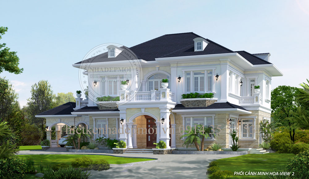 mẫu biệt thự sân vườn 2 tầng đẹp