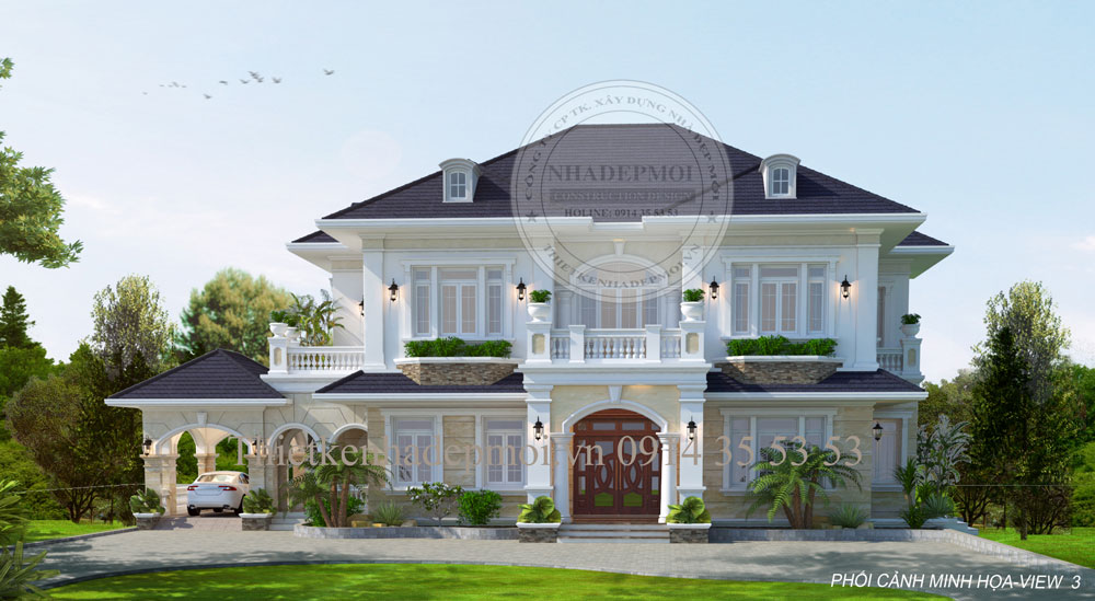 mẫu biệt thự sân vườn 2 tầng đẹp