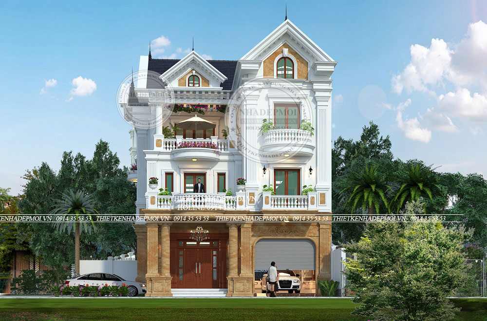Mẫu thiết kế biệt thự mái thái 3 tầng