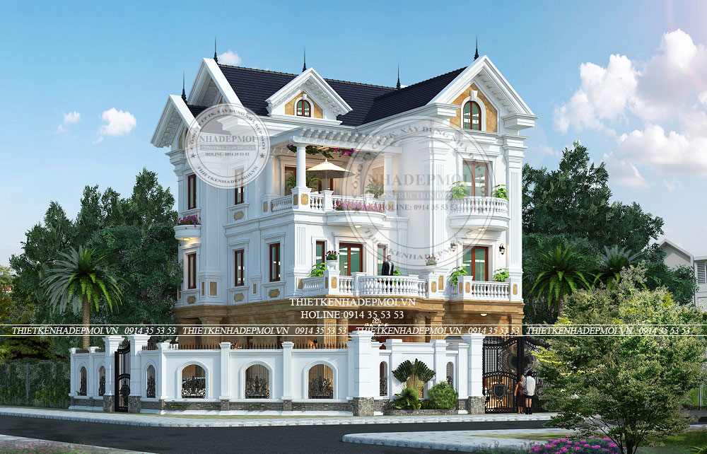 Mẫu thiết kế biệt thự mái thái 3 tầng