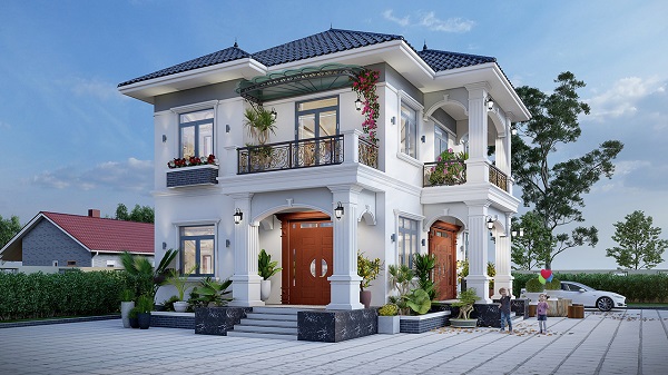 Mẫu biệt thự mái Nhật phong cách Châu Âu