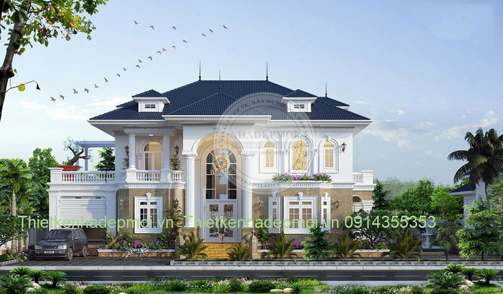 thiết kế biệt thự 2 tầng tân cổ điển