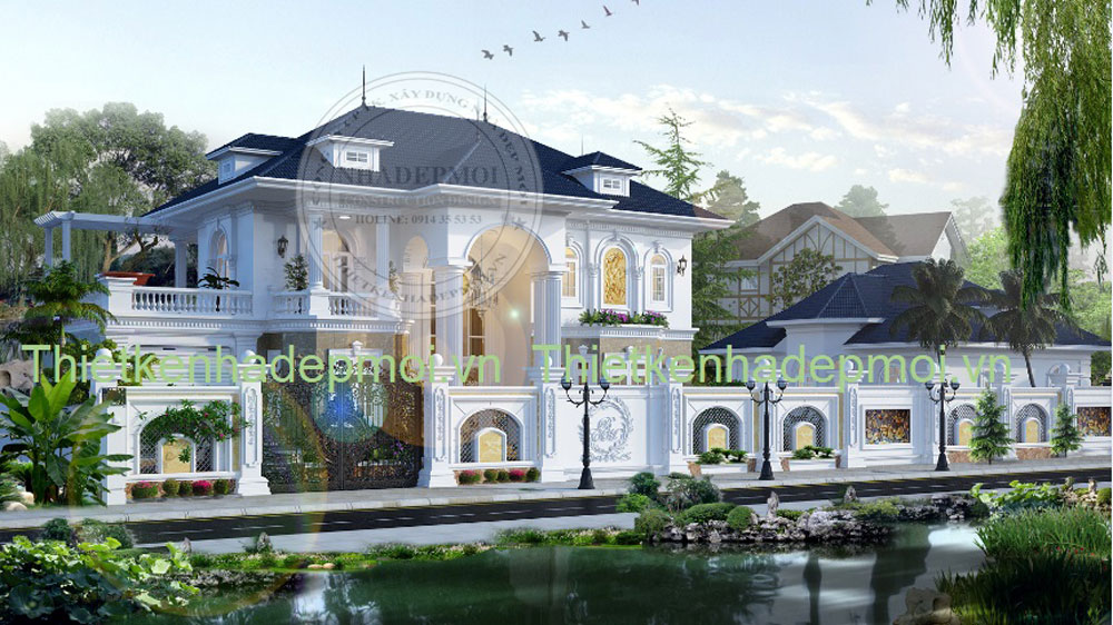 thiết kế biệt thự 2 tầng tân cổ điển