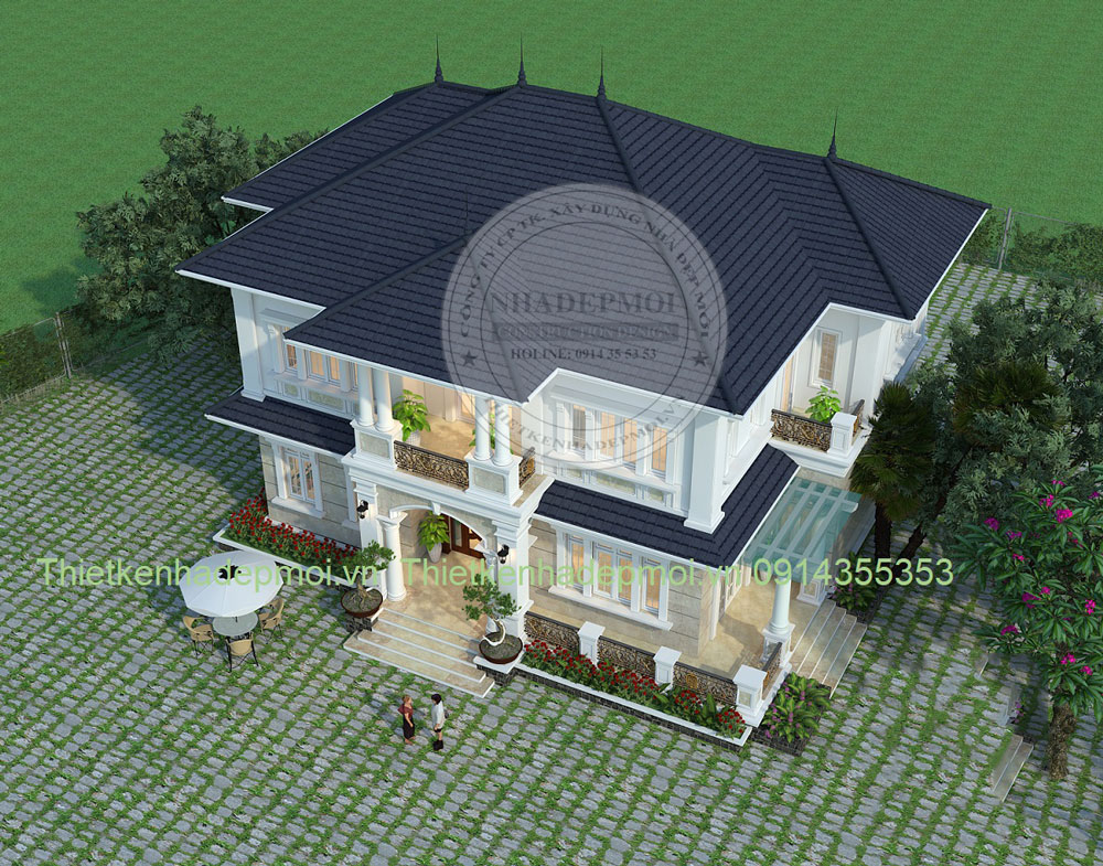 thiết kế biệt thự mini 2 tầng