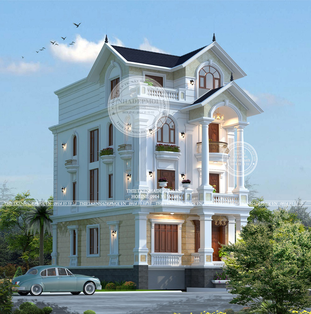 thiết kế biệt thự mái thái đẹp
