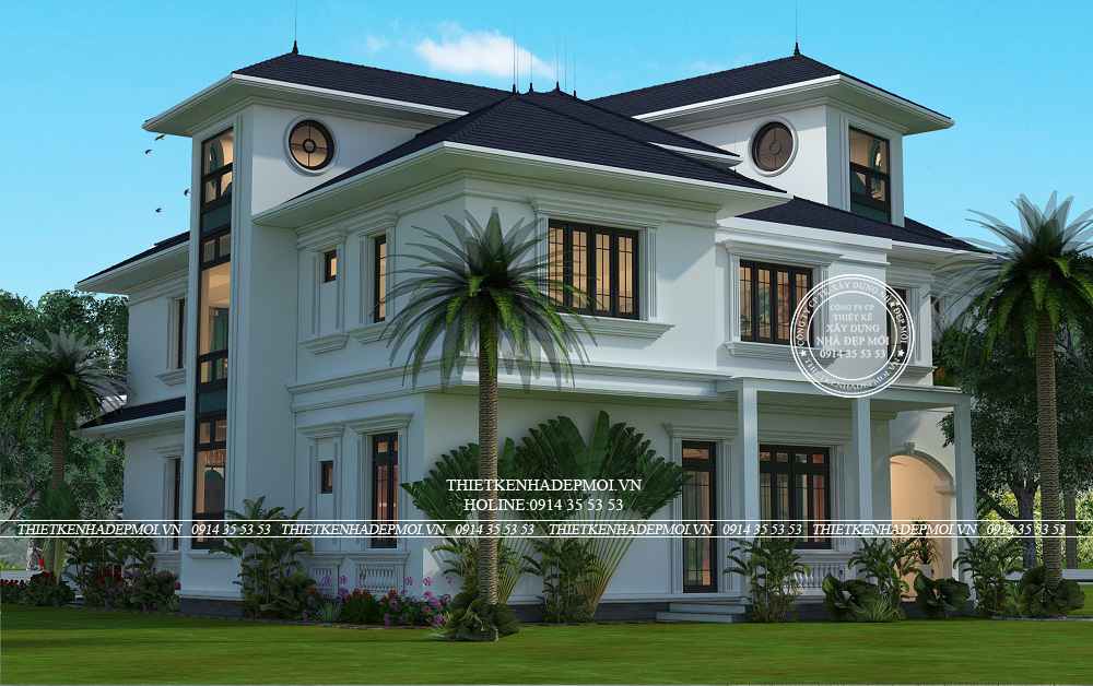 mẫu biệt thự sân vườn 2 tầng