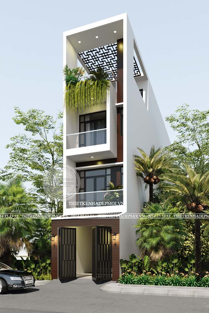 Mẫu nhà phố 1 trệt 2 lầu sân thượng