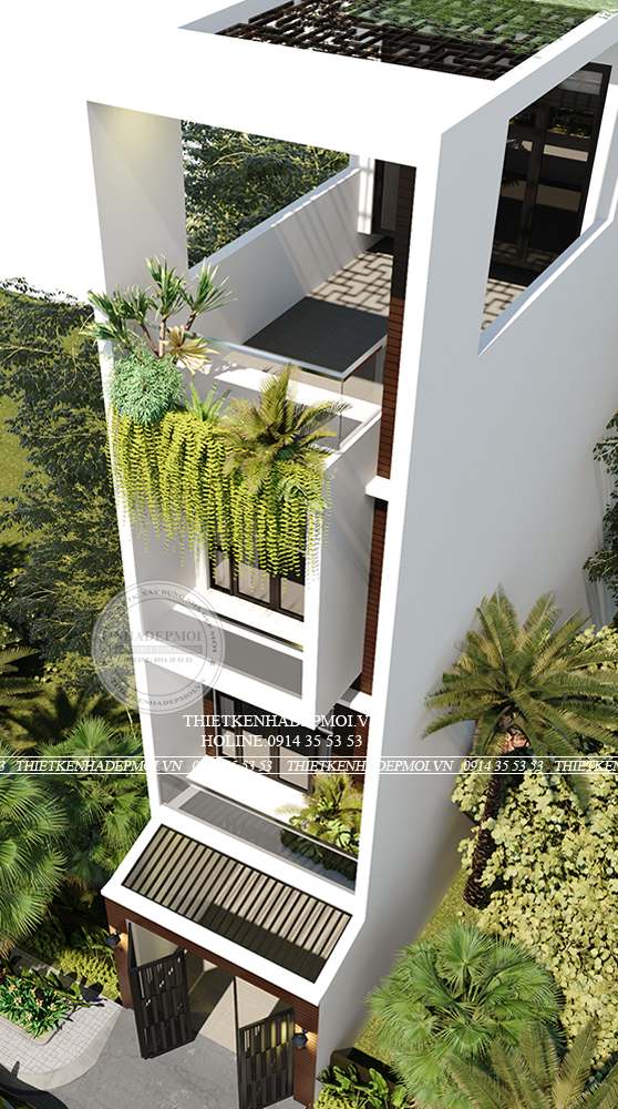 Mẫu nhà phố 1 trệt 2 lầu sân thượng