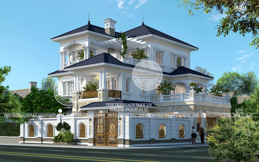 mẫu biệt thự pháp 3 tầng