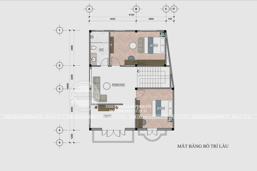 mẫu thiết kế biệt thự mini 2 tầng 1