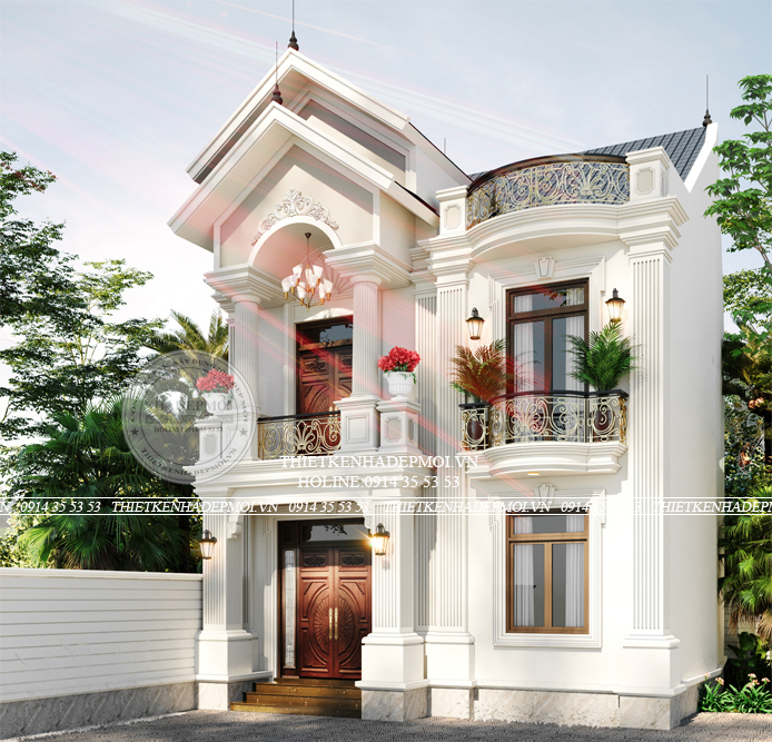 mẫu thiết kế biệt thự mini 2 tầng