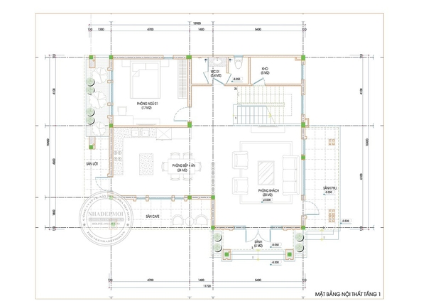 Biệt thự sân vườn 1 trệt 1 lầu 2