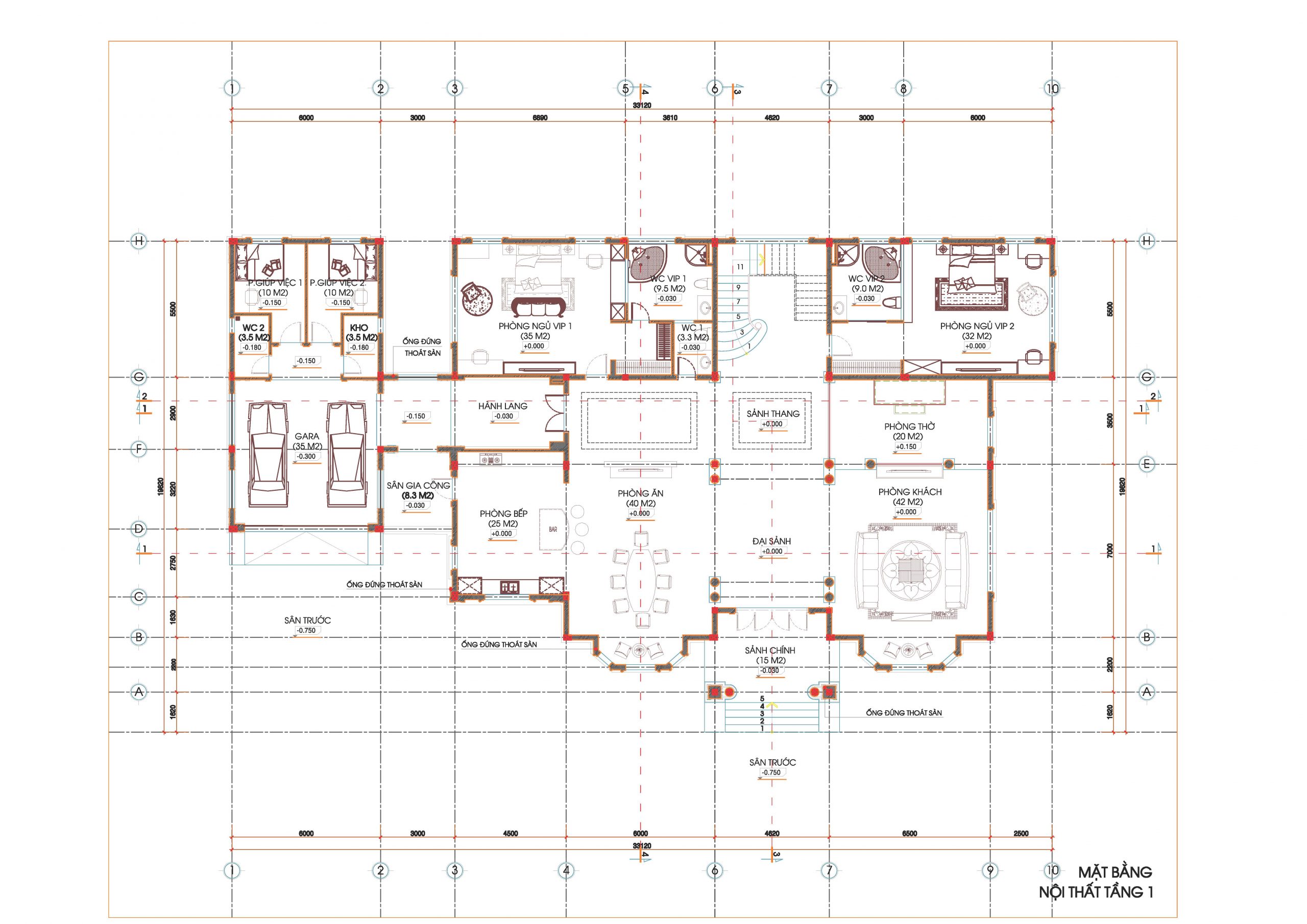 Thiết kế biệt thự sân vườn 2 tầng đẹp nhà anh thiên ở vĩnh long