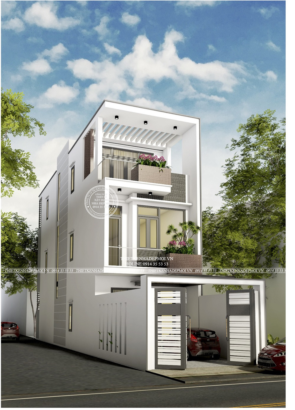 Thiết kế nhà phố 1 trệt 2 lầu anh tuấn ở bình dương