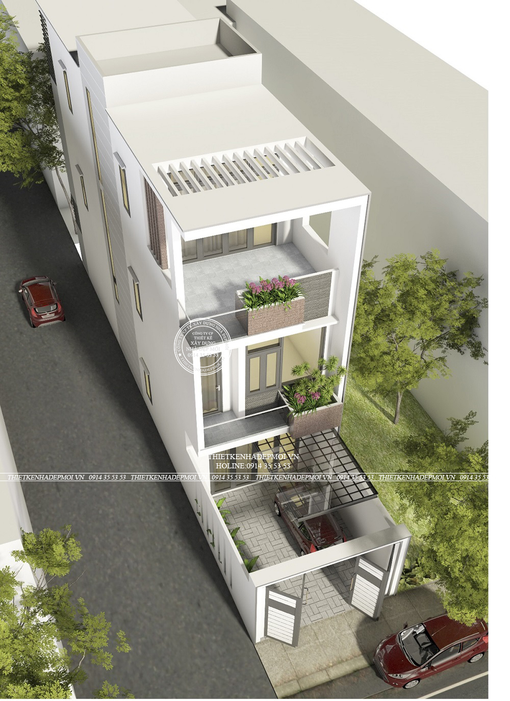 Thiết kế nhà phố 1 trệt 2 lầu anh tuấn ở bình dương
