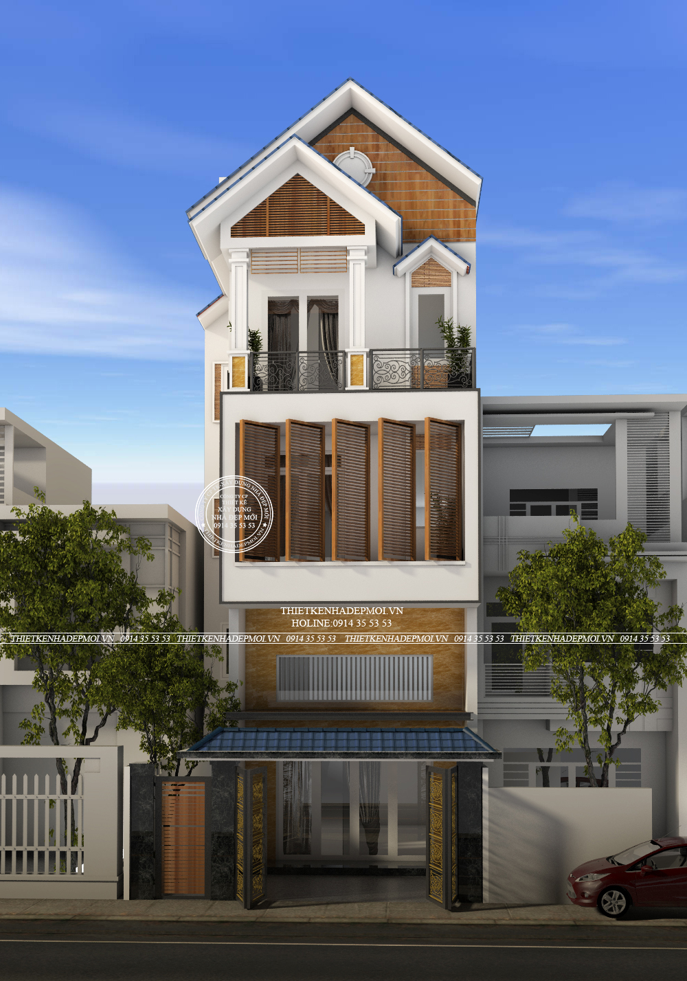Thiết kế nhà 1 trêt 1 lung 2 lầu mái thái -2
