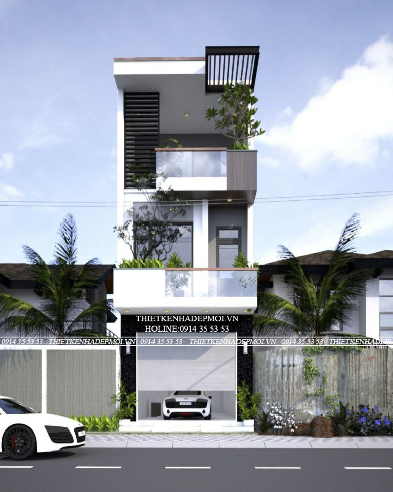 Mẫu thiết kế nhà hiện đại 1 trệt 2 lầu chị thuỷ ở tiền giang