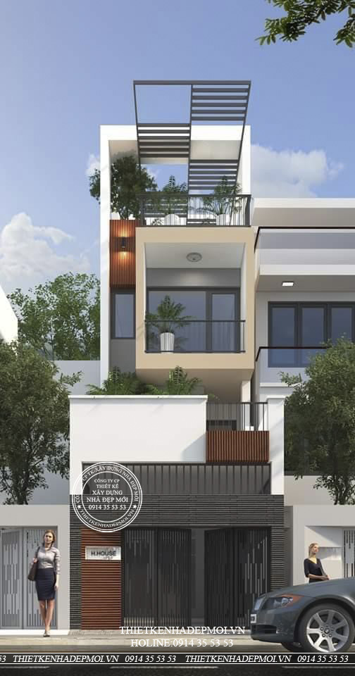 Thiết kế nhà hiện đại 4 tầng