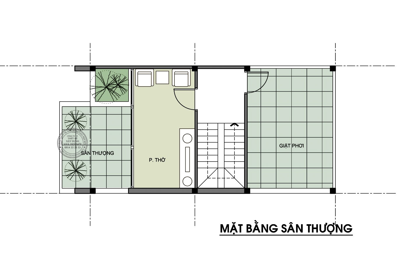 Thiết kế nhà 1 trệt 2 lâu sân thượng 