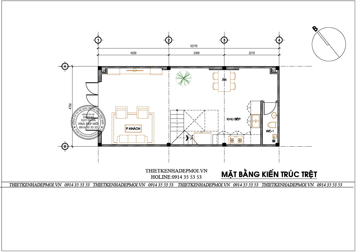 Thiết kế nhà 1 trệt 2 lầu sân thượng nhà anh vũ ở quận 12