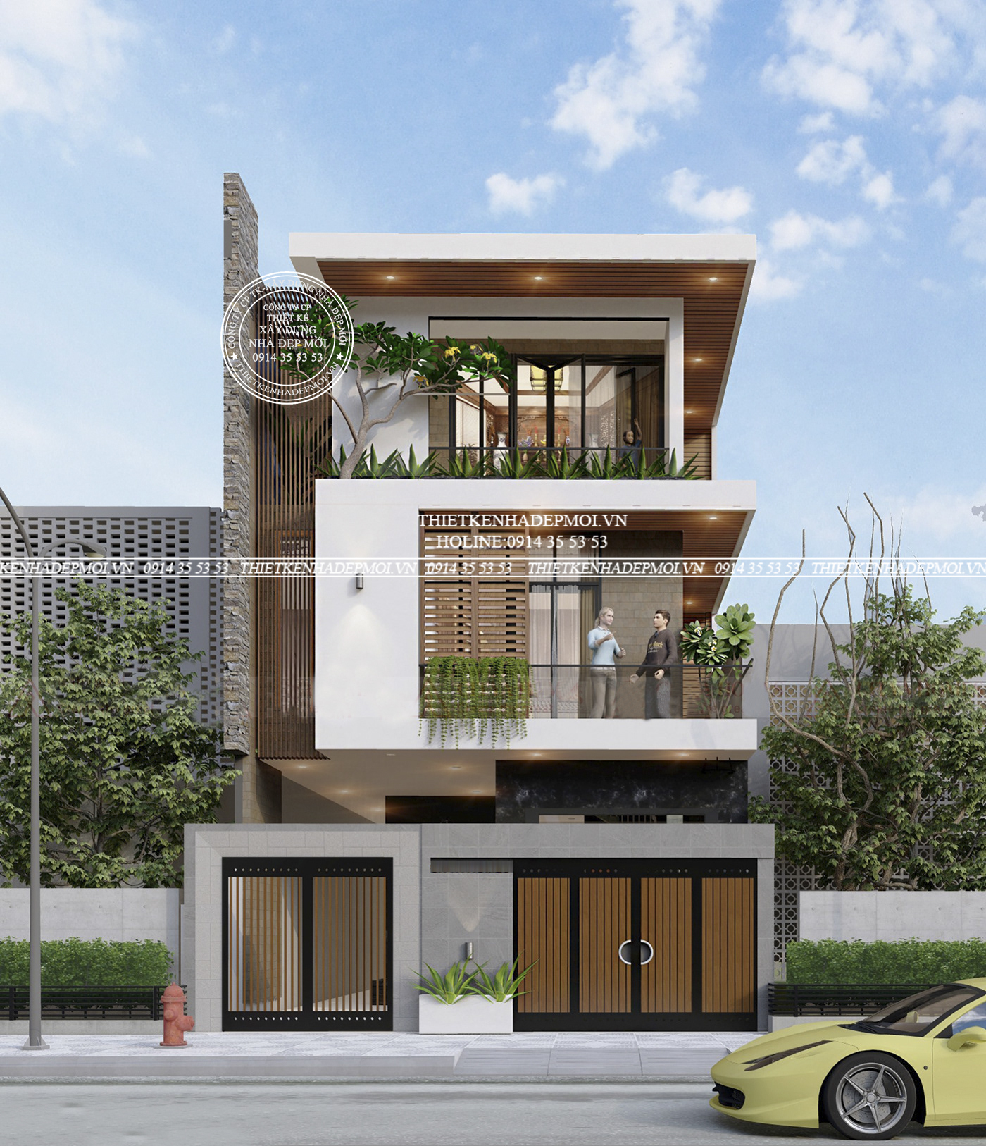 mẫu nhà phố 1 trệt 2 lầu