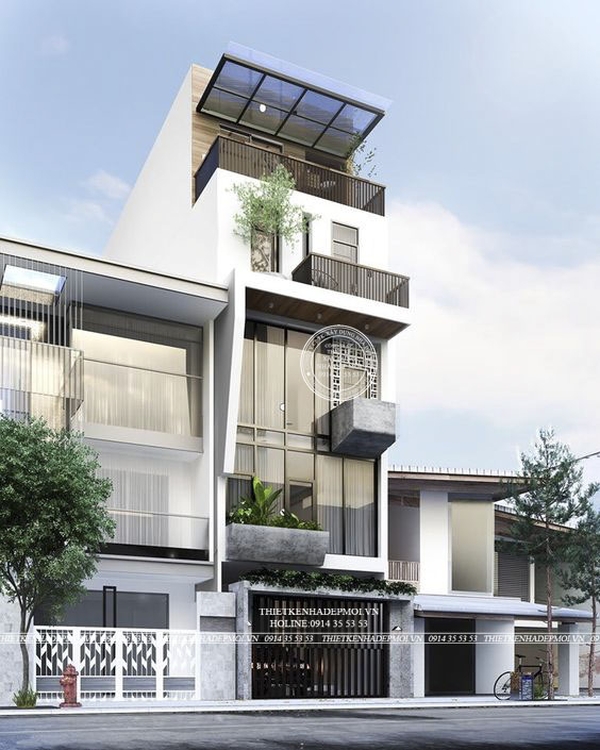 mẫu nhà hiện đại 5 tầng