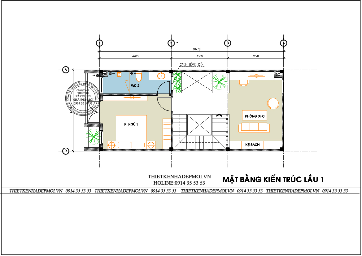 Thiết kế nhà 1 trệt 2 lầu sân thượng nhà anh vũ ở quận 12