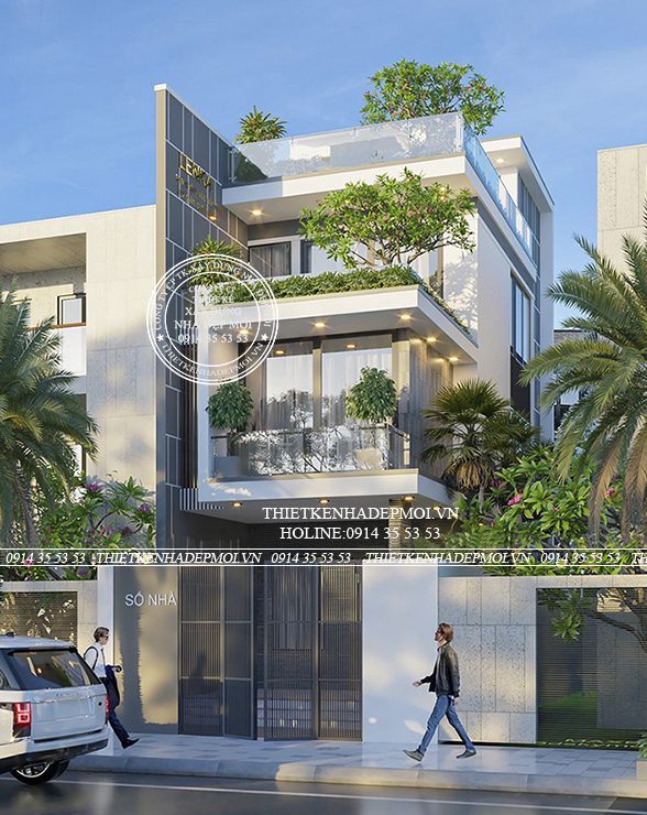 Mẫu nhà phố hiện đại 1 trệt 2 lầu