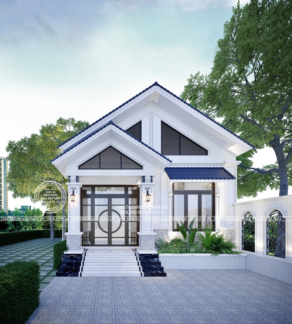 Mẫu nhà mái thái trệt sân vườn tiện nghi