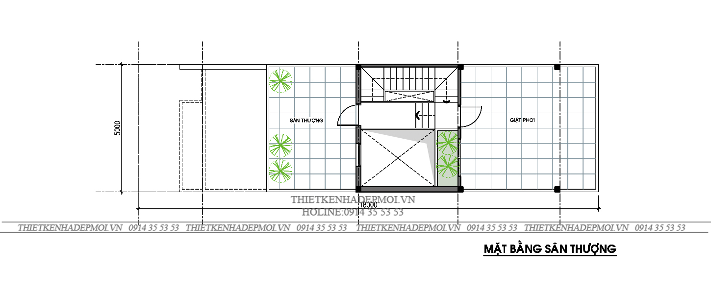 Mẫu thiết kế nhà phố 1 trệt 2 lầu 1 sân thượng xanh mát