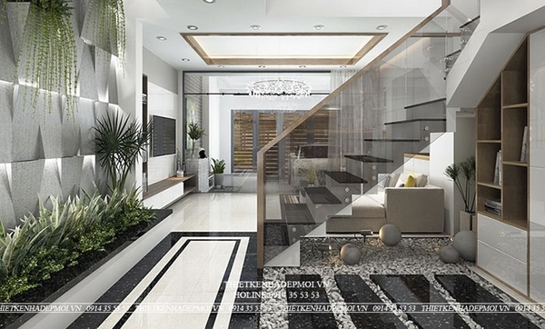 thiết kế nhà 1 trệt 2 lầu sân thượng 4