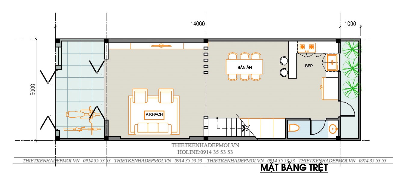 Mẫu nhà thiết kế 1 trệt 2 lầu ngang (5-14)m gia đình anh mỹ ở thủ đức