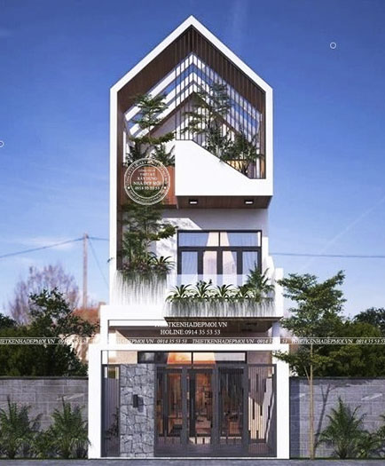 Nhà phố hiện đại thiết kế kết hợp ốp đá sang trọng