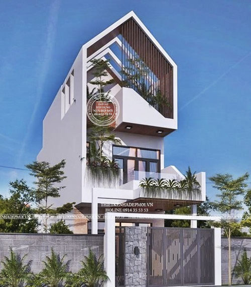 Nhà phố hiện đại thiết kế kết hợp ốp đá sang trọng