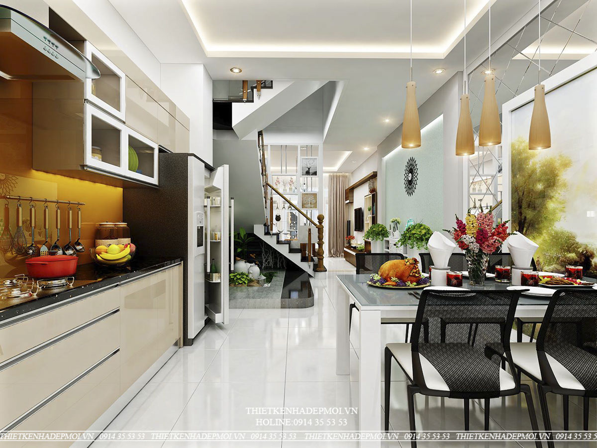 Mẫu thiết kế nhà ống hiện đại phủ cây xanh