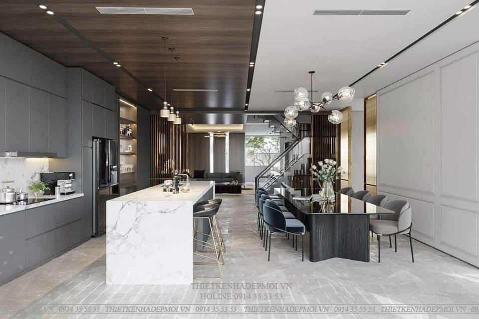 Nhà phố hiện đại thiết kế kết hợp ốp đá sang trọng