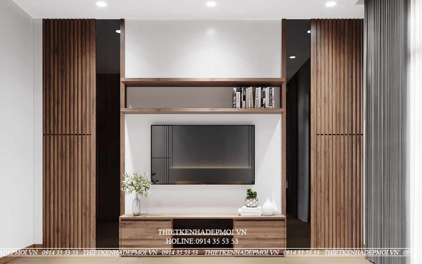 Nhà phố 3 tầng thu hút với nội thất gỗ sang trọng